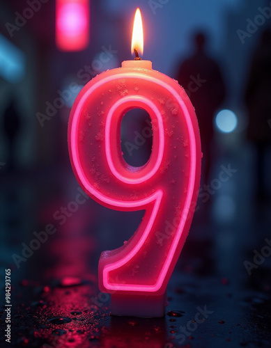 Number 9 in the form of a candle