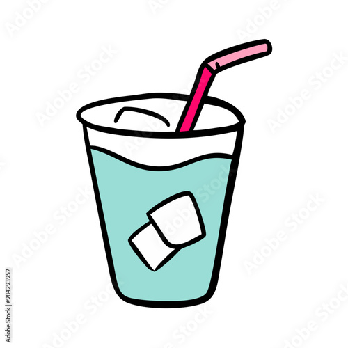 Iced Americano or cold brew coffee cup stock illustration