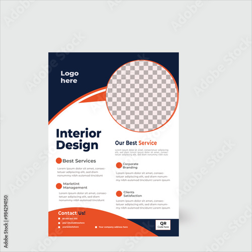 Creative corporate professional Black & Orange colour natural shape company flyer design or brochure design template. 