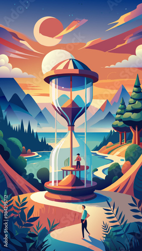 Time turns vector illustration flat 