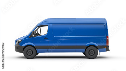 blue delivery van isolated on white background