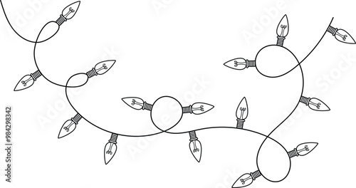 Christmas string lights on white background. Symbol editable stroke.