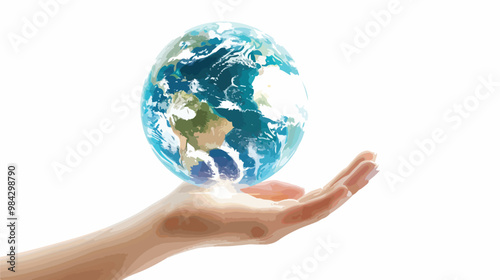 Glowing Earth Held in Human Hand - Environmental Conservation Concept