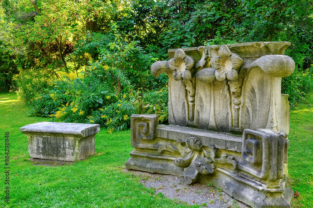 Fototapeta premium Guild Park and Gardens, a landmark where salvaged pieces of ancient demolished buildings of Toronto are kept, Canada