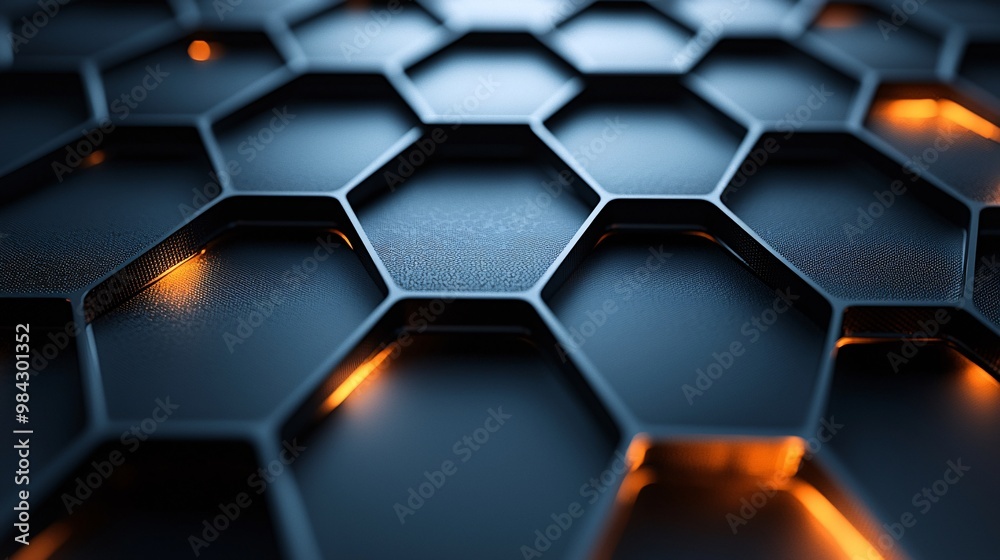 An abstract visualization of carbon nanotechnology, showcasing hexagonal forms in a sleek, metallic style An abstract visualization of carbon nanotechnology, showcasing hexagonal forms in a sleek, metallic style