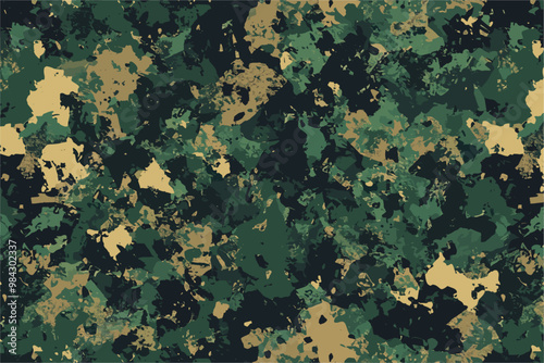 Top view of a green military camouflaged texture background