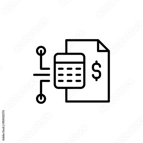 Digital calculation outline icons, accounting minimalist vector illustration ,simple transparent graphic element .Isolated on white background