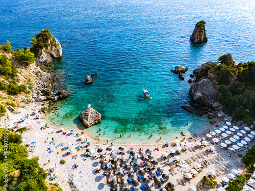 Fototapeta Naklejka Na Ścianę i Meble -  Piso Krioneri beach in Parga, in Preveza, Epirus, Greece
