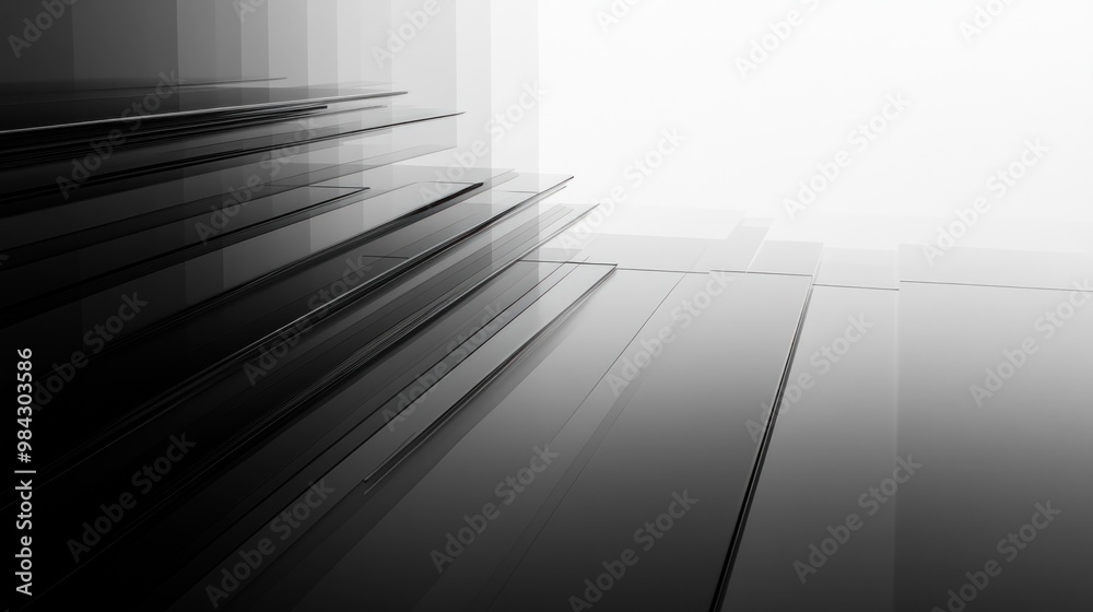 Abstract black and white 3D rendering of a modern glass structure. Abstract black and white 3D rendering of a modern glass structure.