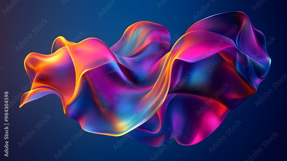Abstract shapes created by vibrant 3D sound waves, twisting and turning in mid-air. The modern composition features dynamic movement and depth, giving an artistic representation of sound Abstract shapes created by vibrant 3D sound waves, twisting and turning in mid-air. The modern composition features dynamic movement and depth, giving an artistic representation of sound