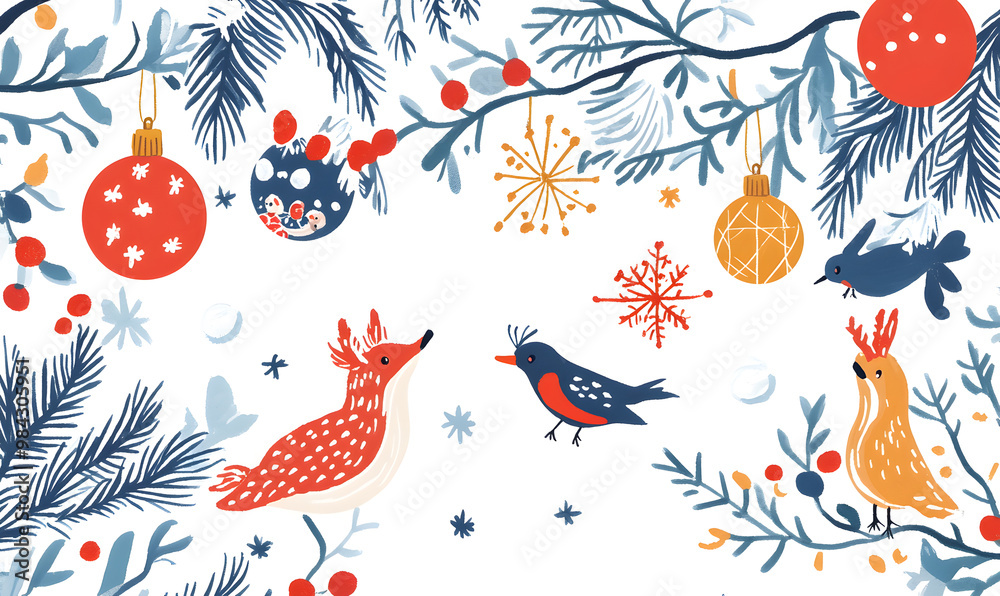 Fototapeta premium Christmas and New Year-themed graphic background