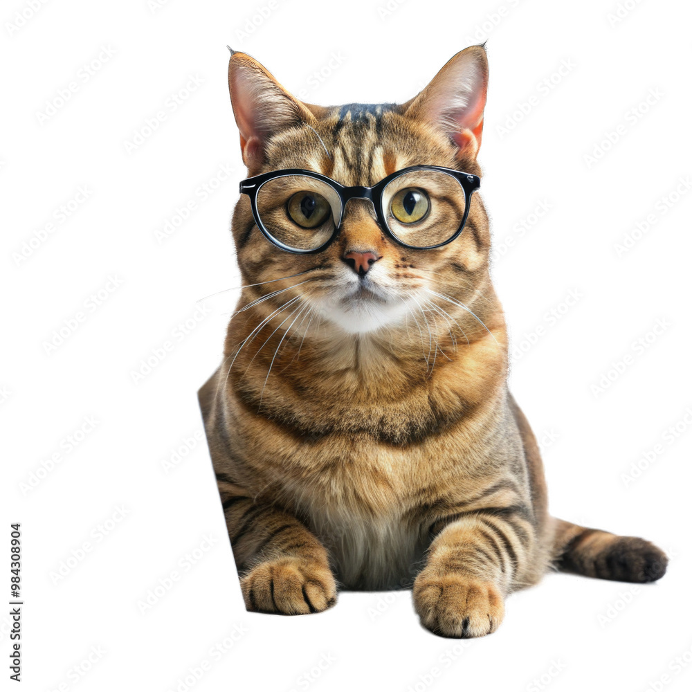 Cartoon Style 3D Cat wearing glasses Icon Isolated on Transparent Background PNG Cutout Cartoon Style 3D Cat wearing glasses Icon Isolated on Transparent Background PNG Cutout