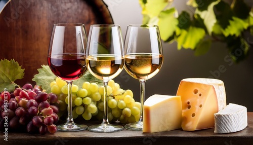 Aperitivos e entradas à base de vinho, queijo e uvas