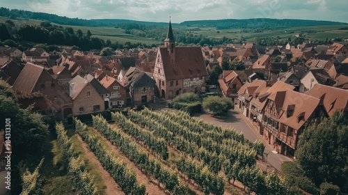 Vineyards at Obernai, a French town in the Bas-Rhin region photo