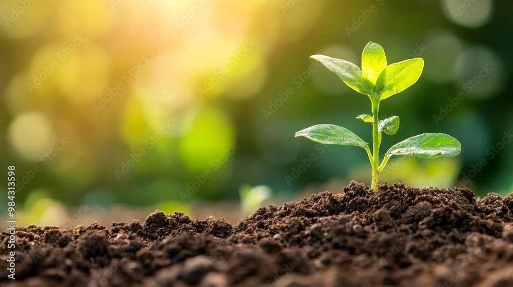 Earth Day: A small tree with green leaves represents natural growth, sunlight, and the ideals of sustainable agriculture. Earth Day: A small tree with green leaves represents natural growth, sunlight, and the ideals of sustainable agriculture.