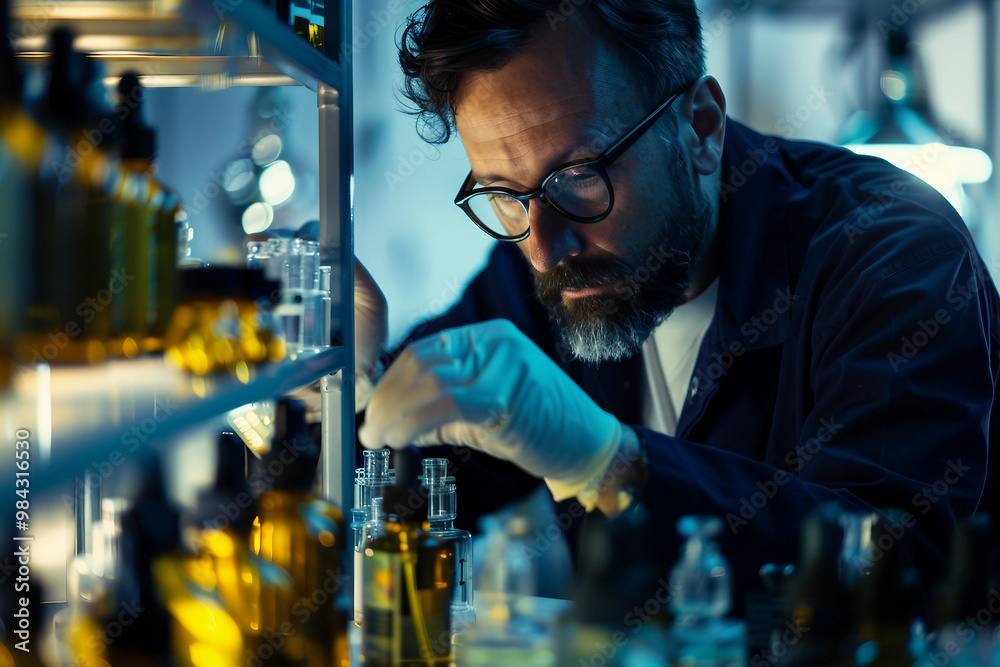 Famous aromatherapy perfume brand developing presenting new aromat, beauty lab Generative AI Famous aromatherapy perfume brand developing presenting new aromat, beauty lab Generative AI