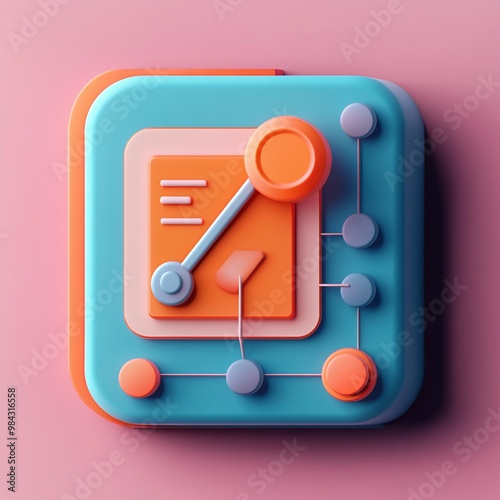 3D Plan Icon: Strategy Implementation Blueprint Logo Illustration