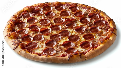 Delicious Pepperoni Pizza with Crispy Crust and Melted Cheese.