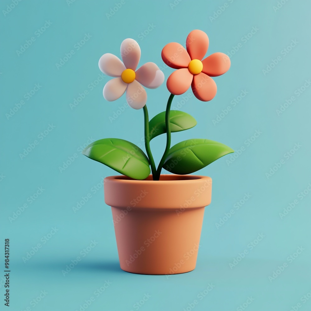 3D Pot Icon: Container for Growing Plants Logo Illustration 3D Pot Icon: Container for Growing Plants Logo Illustration