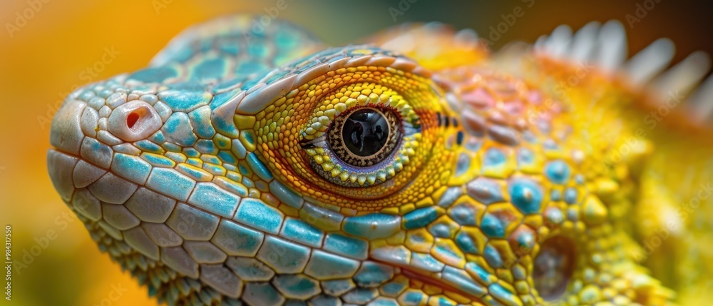 Colorful Lizard with Vibrant Scales and Detailed Eye Colorful Lizard with Vibrant Scales and Detailed Eye