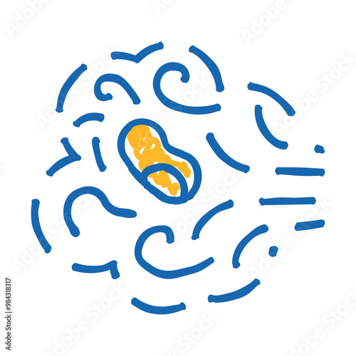 transmission of bacteria in air doodle icon sketch vector. transmission of bacteria in air sign. isolated symbol illustration