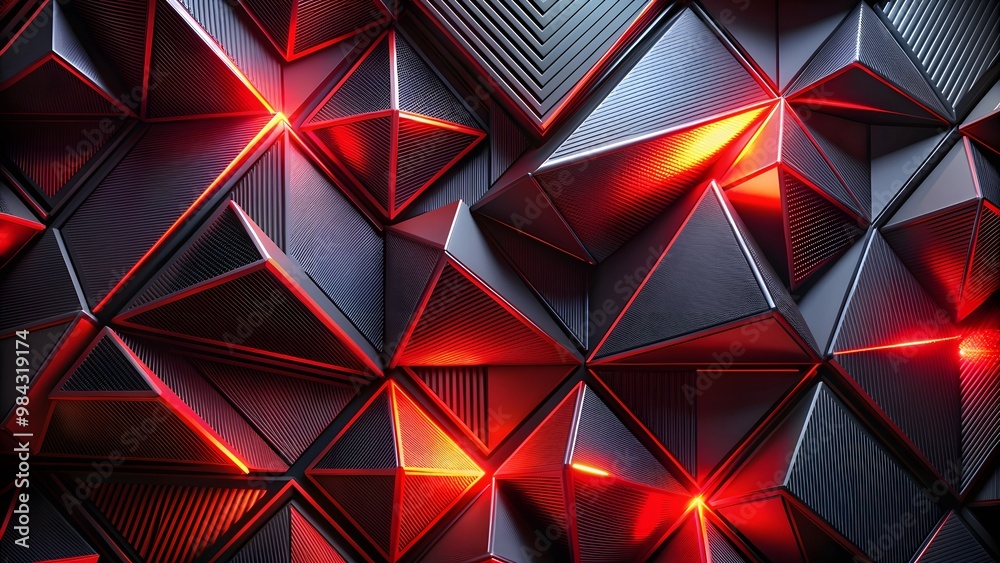 Glow color red fiery shadow light triangles lines agonal gradient shape geometric effect 3d design background modern abstract red black. Vibrant red fiery shadow light casts an agonal gradient shape 