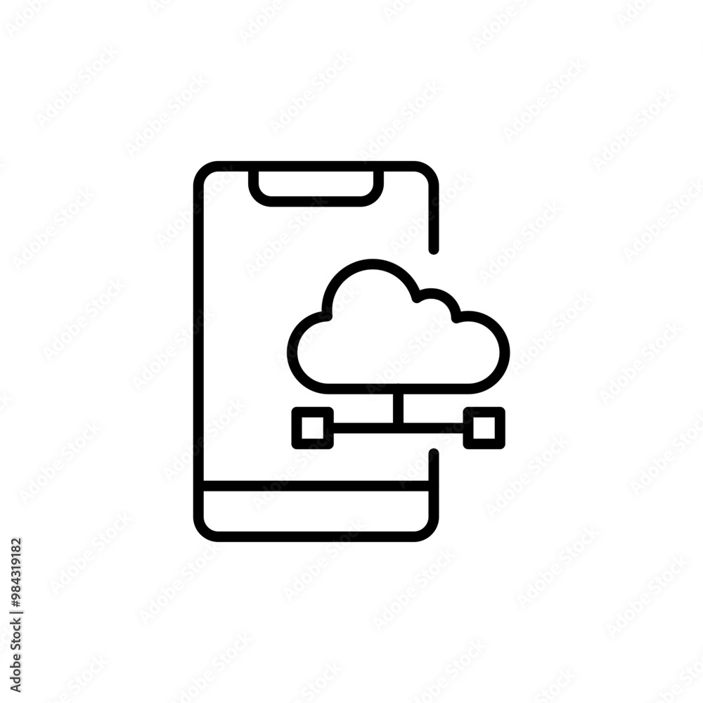 Mobile cloud outline icons, minimalist vector illustration ,simple transparent graphic element .Isolated on white background Mobile cloud outline icons, minimalist vector illustration ,simple transparent graphic element .Isolated on white background