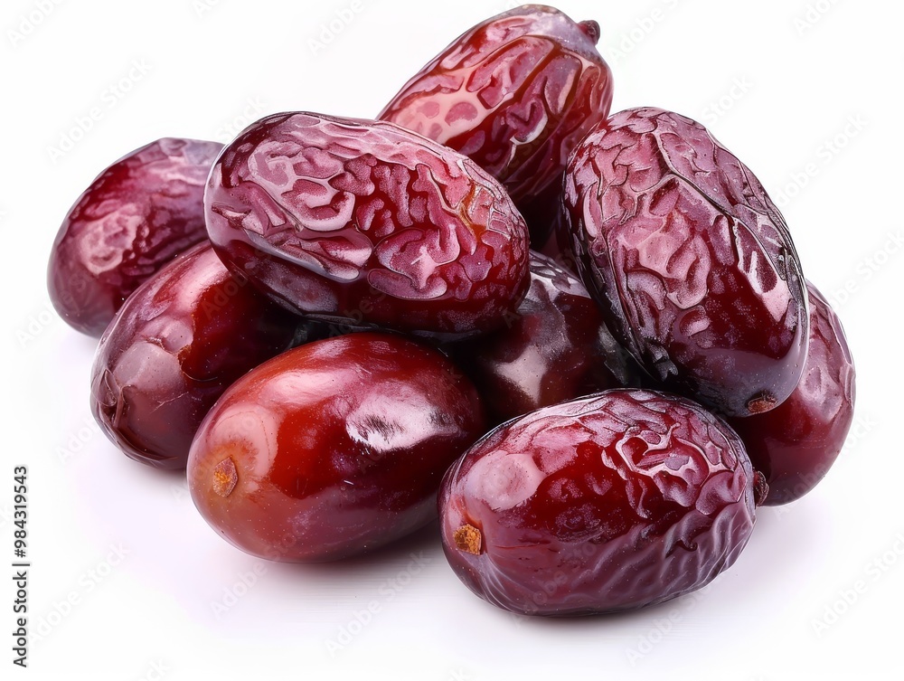 Obraz premium A bunch of fresh dates on a white background