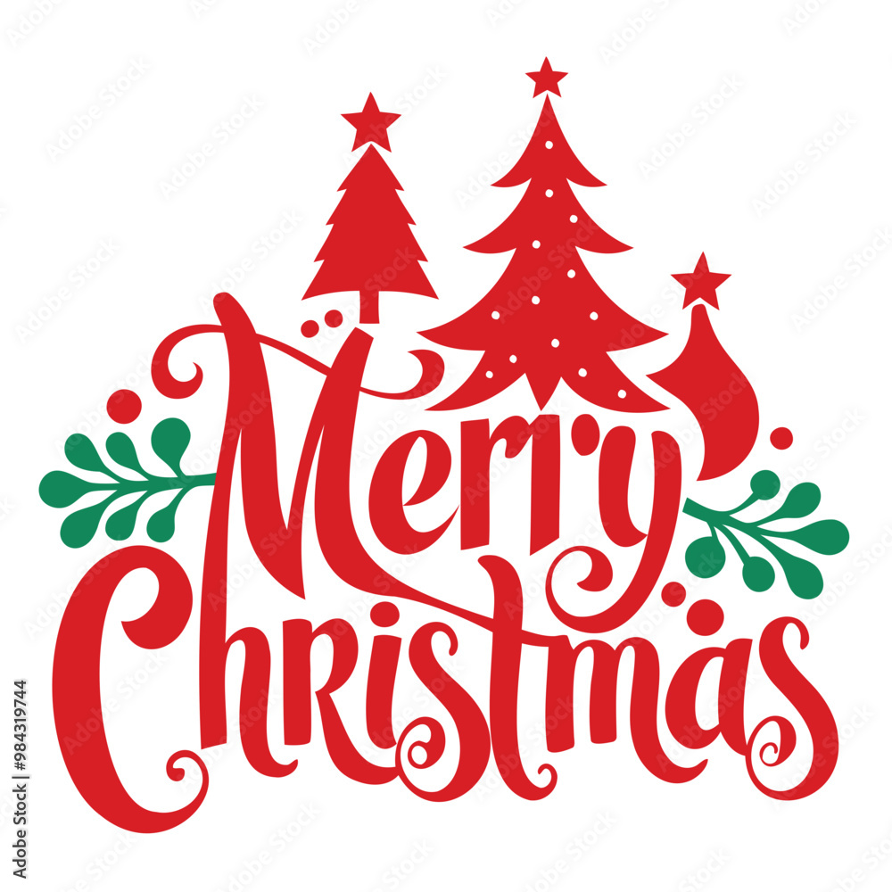 Merry Christmas vector silhouette calligraphy letter Design with transparent background