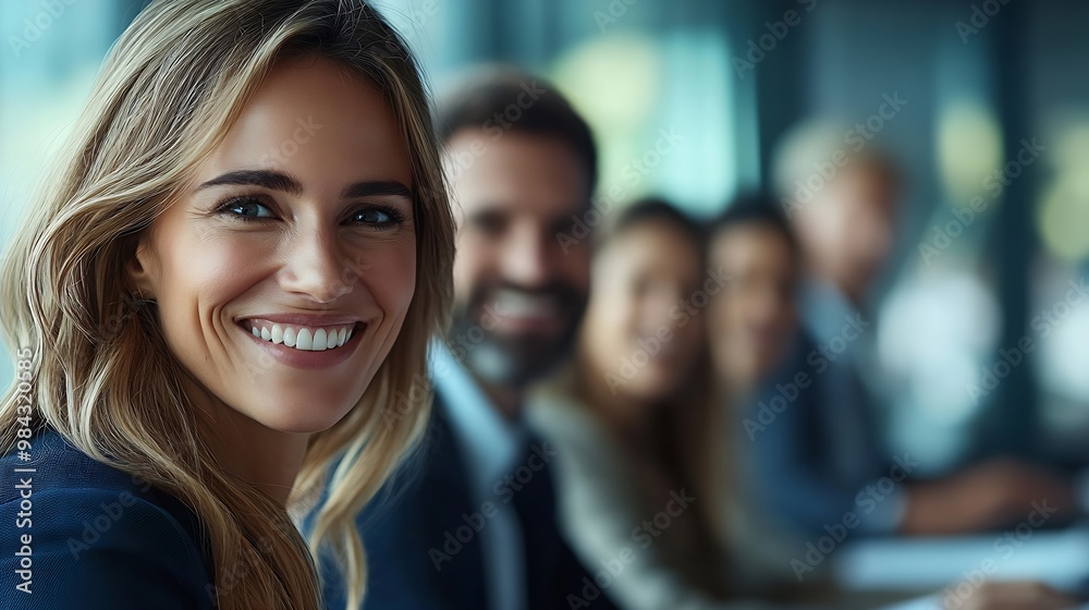 Smiling business people with document in meeting at office : Generative AI Smiling business people with document in meeting at office : Generative AI