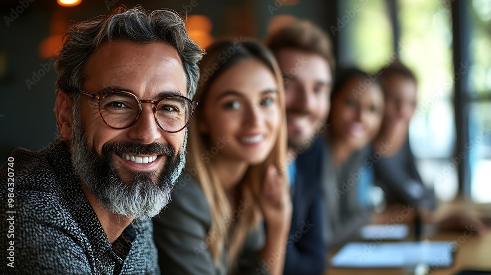 Portrait of a group of young and senior business people having a meeting in the office Teamwork and success concept : Generative AI Portrait of a group of young and senior business people having a meeting in the office Teamwork and success concept : Generative AI