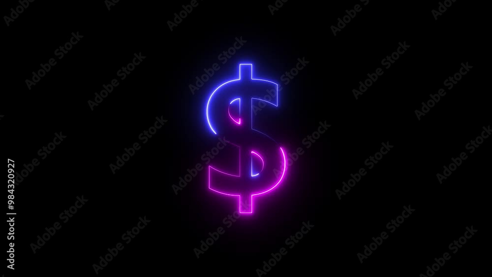 Glowing neon line american currency dollar sign icon isolated on transparent background. 