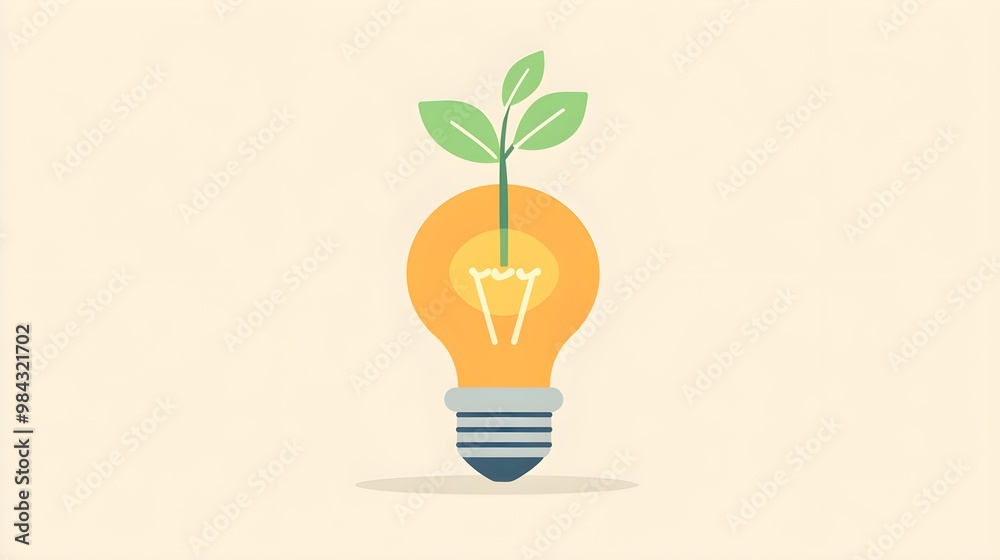 A flat design illustration of a light bulb with a green tree sprouting from the top, set against a simple, clean background, symbolizing the growth of ideas and development A flat design illustration of a light bulb with a green tree sprouting from the top, set against a simple, clean background, symbolizing the growth of ideas and development