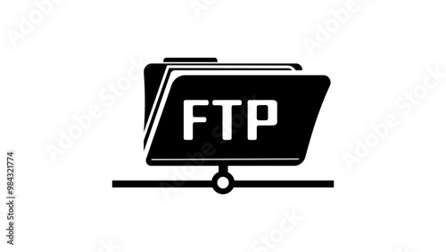 FTP folder, black isolated silhouette