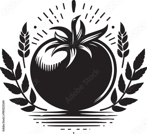 tomato silhouette simple vector icon, tomato logo Vector