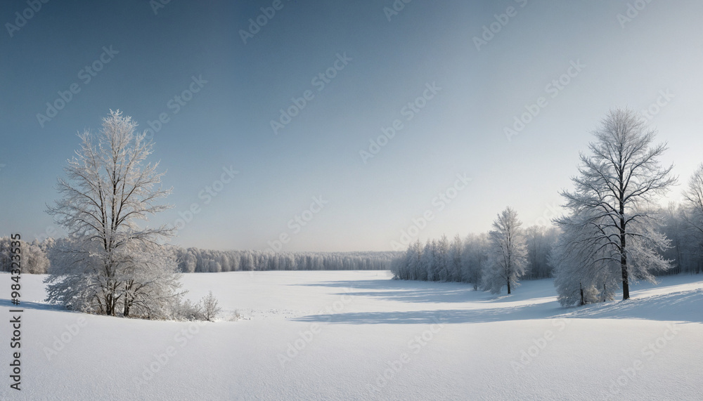 Wintery Season Landscape white fields and ice, nature and forest stock photo Wintery Season Landscape white fields and ice, nature and forest stock photo