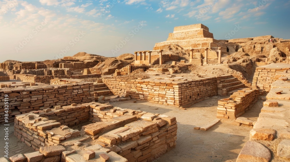 Fototapeta premium Ancient Ruins in the Desert Landscape Awaiting Discovery