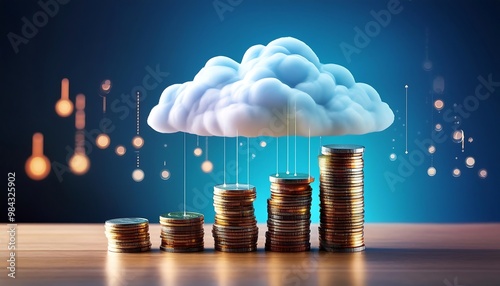 Stack of Coins Symbolizing Growing Expenses in Cloud Computing 