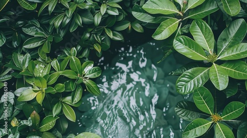 Dense Green Tropical Leaves and Plants Close Up Nature Photography