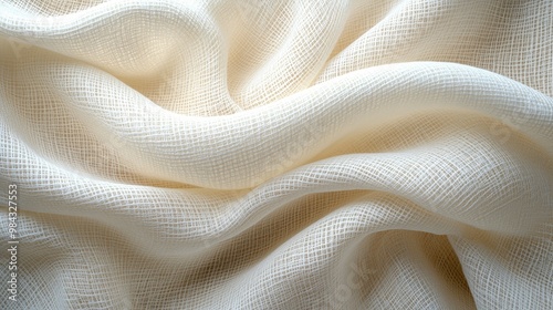 Organic cotton fabric, close-up of texture, 3D illustration, Top view