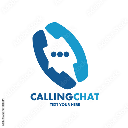 Calling chat vector logo template. This design use phone symbol. Suitable for communication.