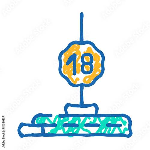 pylon for striptease doodle icon sketch vector. pylon for striptease sign. isolated symbol illustration