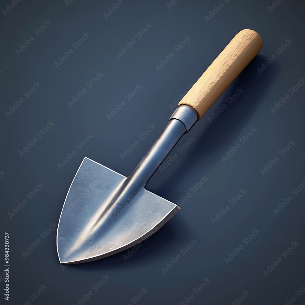 3D Trowel Icon: Hand Tool for Digging and Planting Logo Illustration