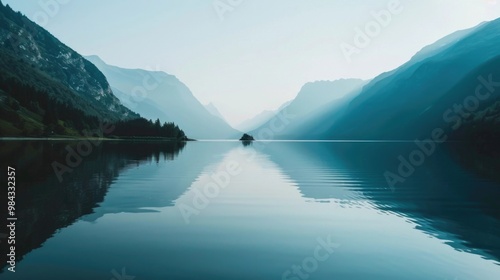 Wallpaper Mural Calm Mountain Lake with Perfect Reflection of Hills Nature Peaceful Landscape Photography Torontodigital.ca