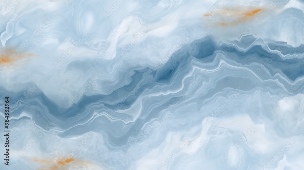Obraz premium Light blue marble texture with soft white and orange veins, perfect for luxurious wall and floor designs