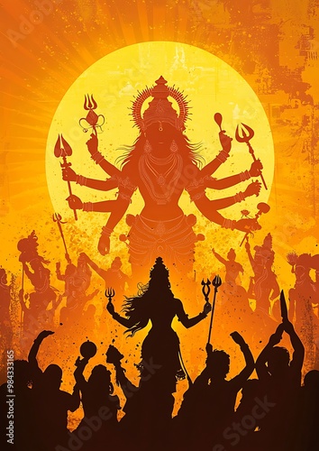 Vector art of durga, navaratri concept