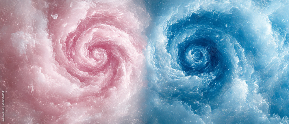 Fototapeta premium Beautiful swirling clouds in soft pink and blue hues, creating a dreamy, ethereal atmosphere.