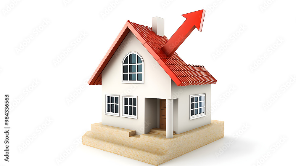 A house icon with an arrow pointing upward, symbolizing real estate appreciation A house icon with an arrow pointing upward, symbolizing real estate appreciation
