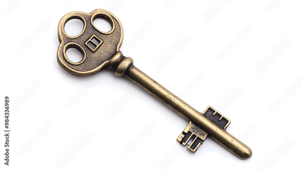 A key with a small house icon as part of the handle, symbolizing home ownership A key with a small house icon as part of the handle, symbolizing home ownership