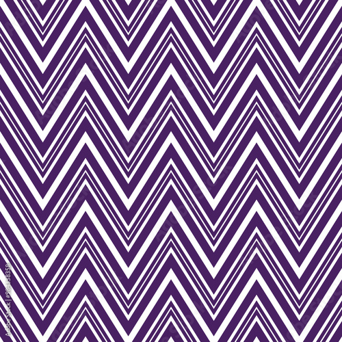 A repeating pattern of zigzag lines in purple and white, creating a bold graphic design suitable for various applications.